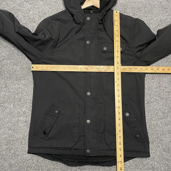 Hurley Mens Black Hooded Coat With Sherpa Lining S - Picture 6 of 6